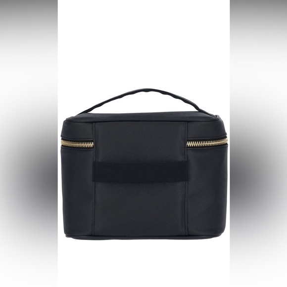 NEW Roberto Cavalli Black Cosmetic Bag Train Case with Gold Accents - Picture 3 of 4